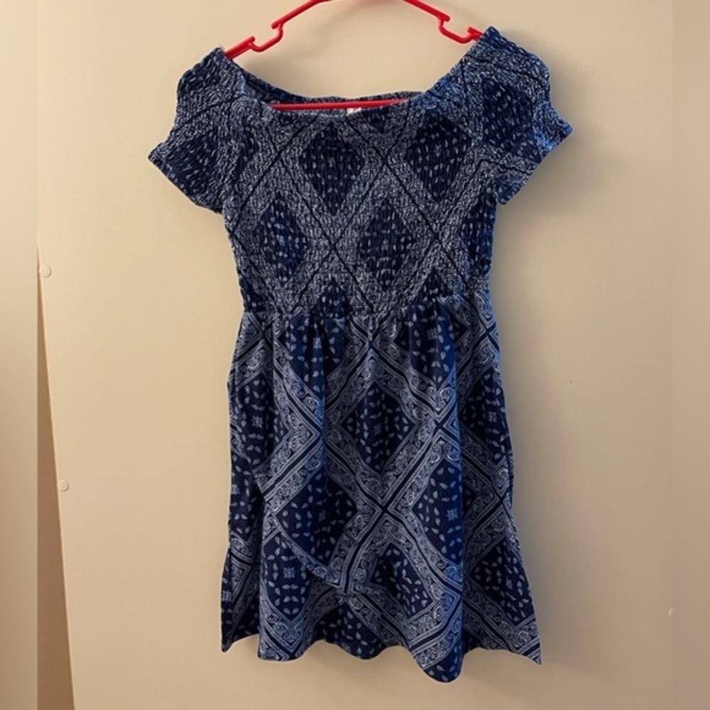 Off the shoulder blue dress